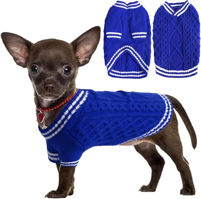 LiebeDD Small Dog Sweater, XS Dog Christmas VNeck Sweater