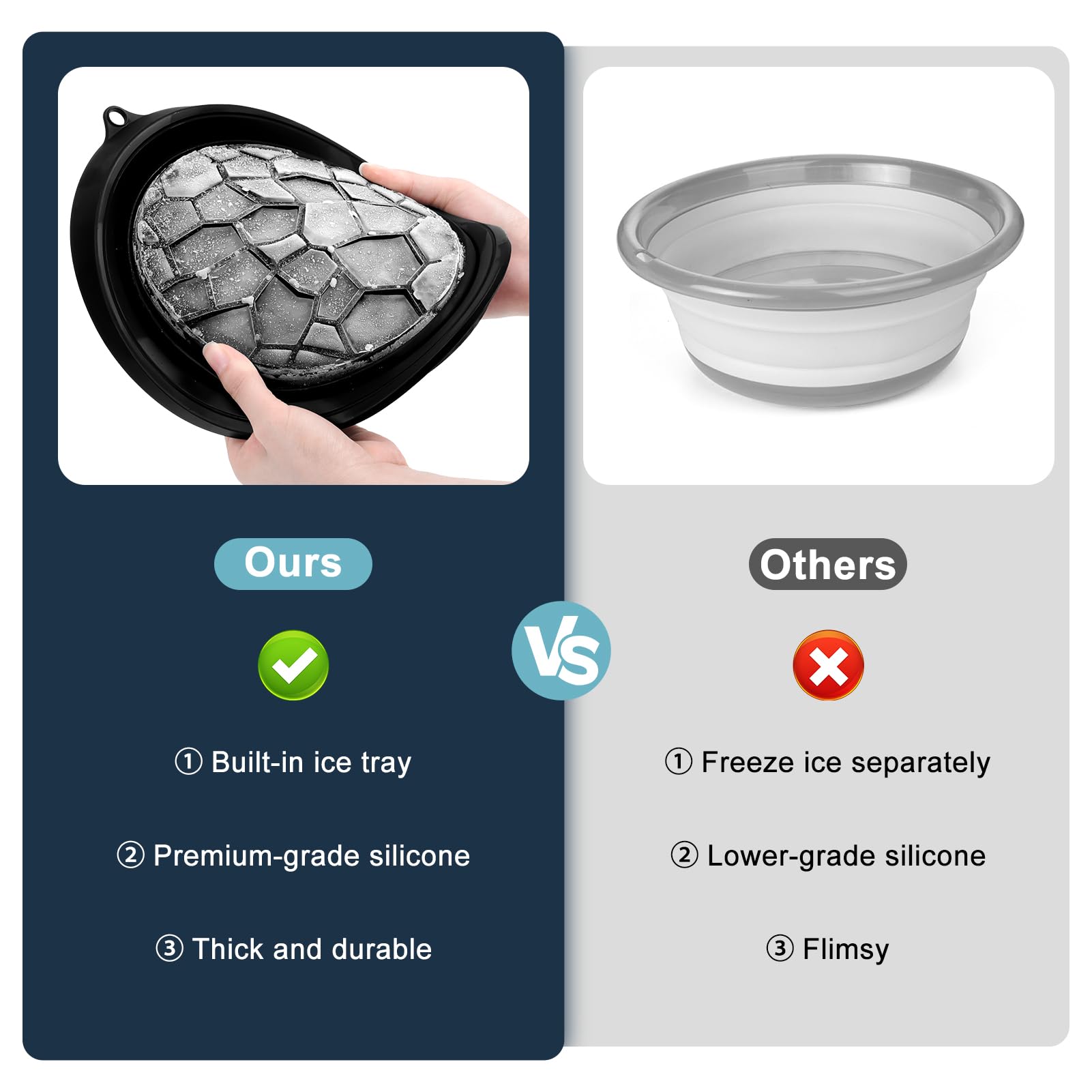 Foldable Ice Bowl with Built-In Ice Tray – Silicone Facial Ice Bath for Shrinking Pores, Boosting Circulation, Cold Plunge Skincare Gift for Men & Women (Black) 4