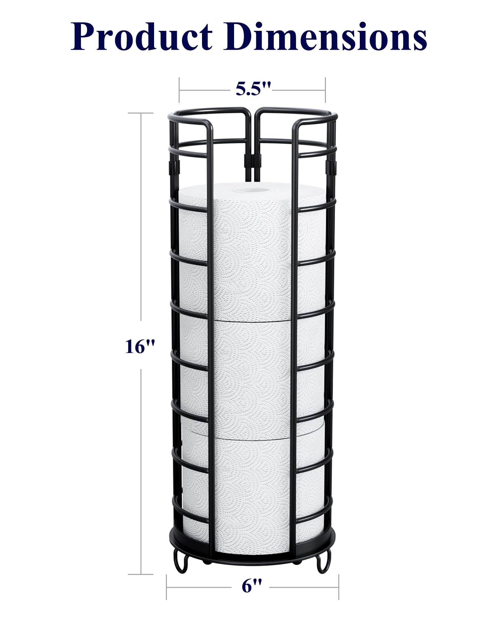 Kitsure Toilet Paper Holder Stand, Space-Saving Organizers, Black, 16.0" H — Amazon image 5