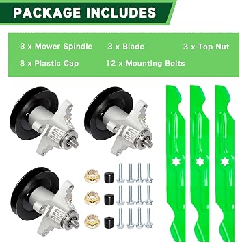 50 Inch Lawn Mower Deck Rebuild Kit for MTD Cub Cadet Troy Bi lt RZT50 RZT-50 ZT-50 i1050 LT1050 Mustang XP Mower Includes 3 Spindles 618-04126 618-04126A 3 Blades 742-04053 490-110-C123
