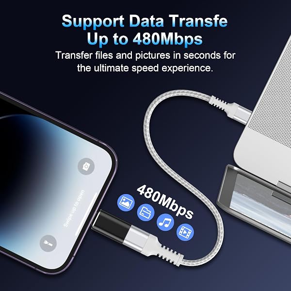Adaptateur Lightning vers USB C(Lot de 2), Adaptateur USB C vers iPhone 14 13 12 11 Pro Max i-Pad, Adaptateur USB C Lightning PD Charge Rapide et Transfert de Données, Pas pour écouteurs/Audio/OTG - 3
