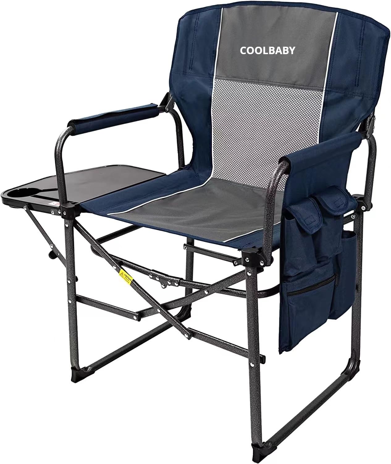 COOLBABYOutdoor Portable Folding Chair Director's Chair with Side Table Camping Chair Leisure Camping Fishing Beach Chair