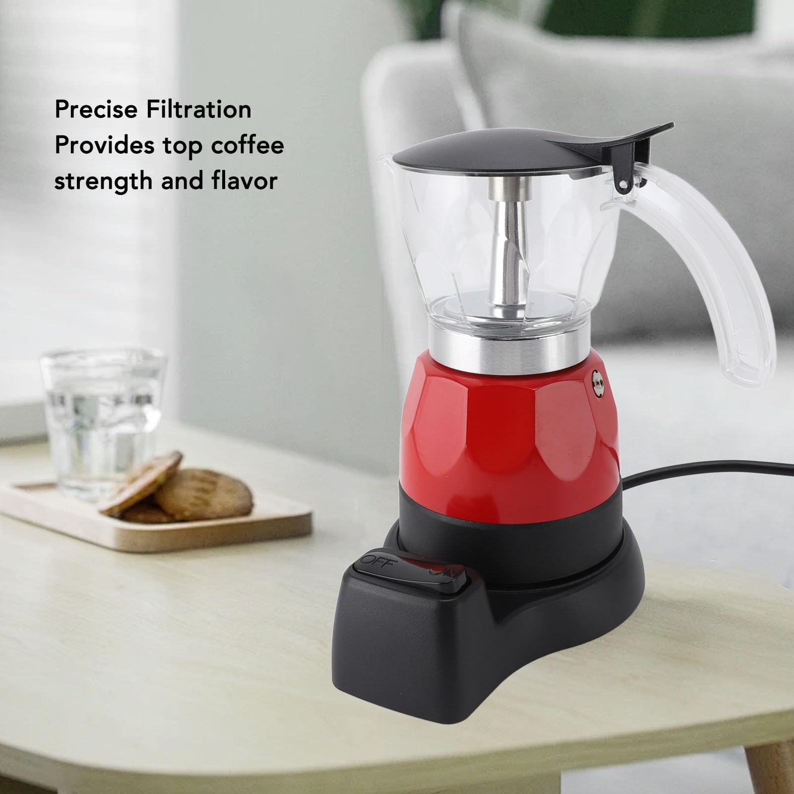 Cafetera Italiana, 150ml 3 Tazas Aluminio Cafetera Cafetera Espresso Eléctrica Cafetera Expreso Moka Eléctrica Olla Eléctrica para Moca con Diseño a Prueba de Goteo para Casa