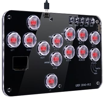 Arcade Stick Game Keyboard R13, Leverless Controller Arcade Stick with Turbo & Custom RGB, Silent All-Button Arcade Controller Street Fight for PC/PS3/PS4/Switch/Steam-Support Hot Swap & SOCDBlack