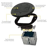 Vista 7 de RACO 6239BK Kit de piso con dispositivo dúplex empotrado 15A TR y caja de acero ajustable, 1-Gang, negro