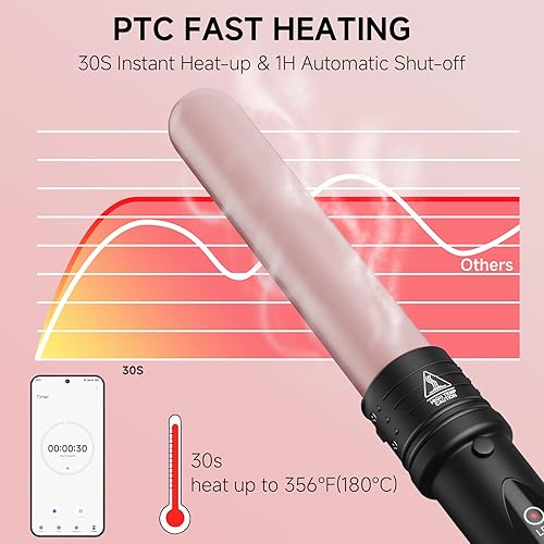 Miniatura 3 de TUIREL Juego de rizador 5 en 1 con cepillo térmico rizador y 4 rizadores de cerámica intercambiables (0.35-1.5 pulgadas), varita rizadora de pelo de