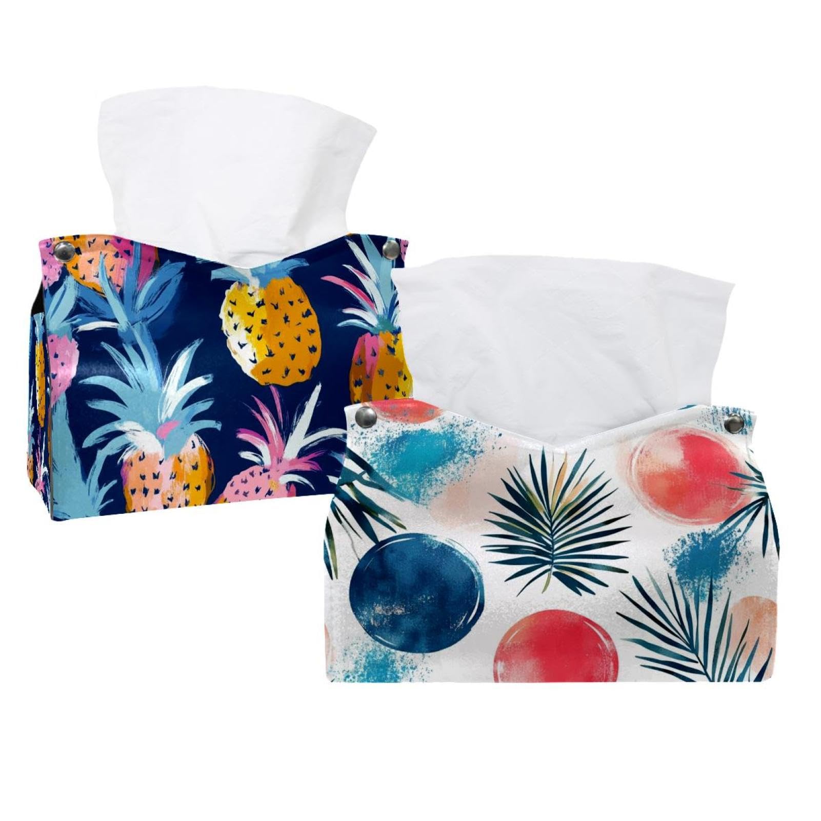 Lot de 2 housses de boîte à mouchoirs pour salle de bain et bureau en tissu chic