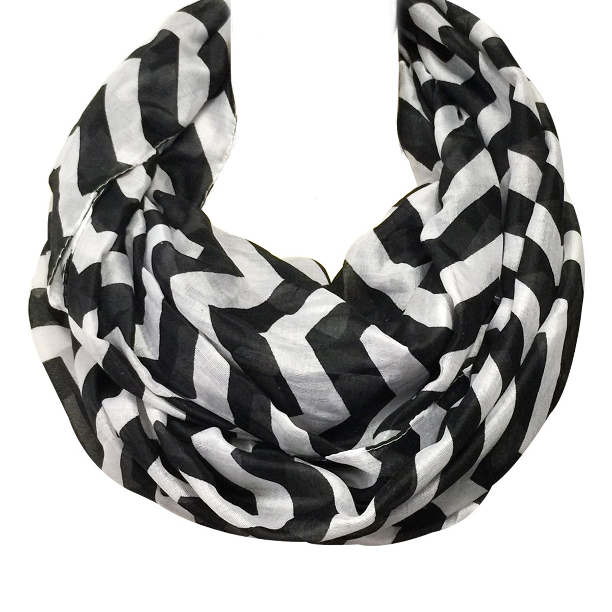 Wrapables - Bufanda ligera con diseño de zigzag - Negro - talla única