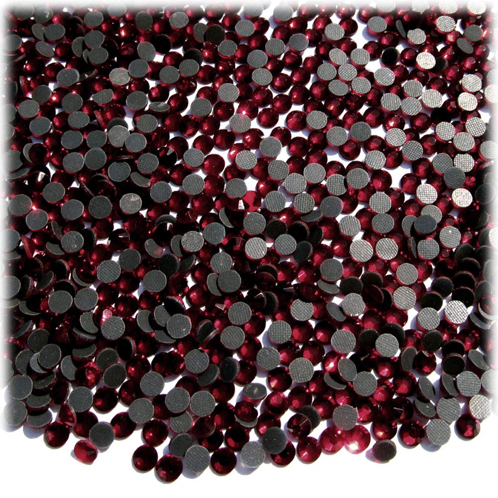 The Crafts Outlet 144-pc Iron On Heat induced Glue, Glass Rhinestones, 4mm (16ss) Small - Devil Red Wine (Siam)