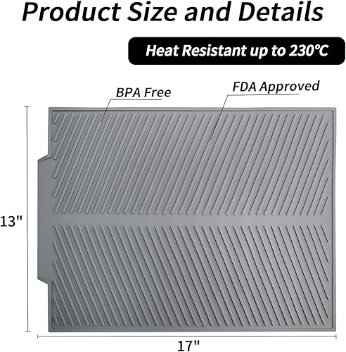Miniatura 2 de Suruid Tapete de silicona para secado de platos para múltiples usos, fácil de limpiar, resistente al calor, tapete de silicona para encimera de