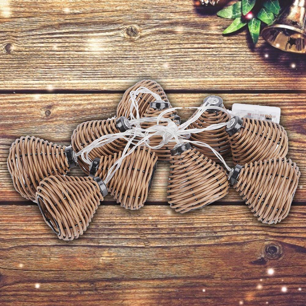 fuwinkr10Pcs Rattan String Lights, Rattan Lamps Party Decoration Fairy Lights, Led Rattan Balls for Wedding Party