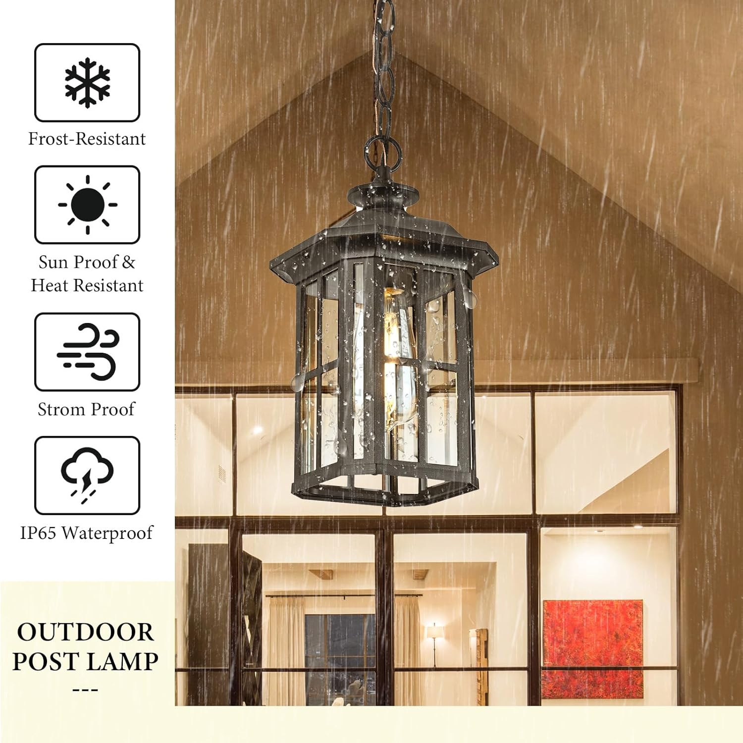 Outdoor Pendant Lights for Porch Chandelier Outdoor Hanging Light Fixture, Aluminum Gazebo Chandelier Outside Hanging Pendant Lights for Porch Patio
