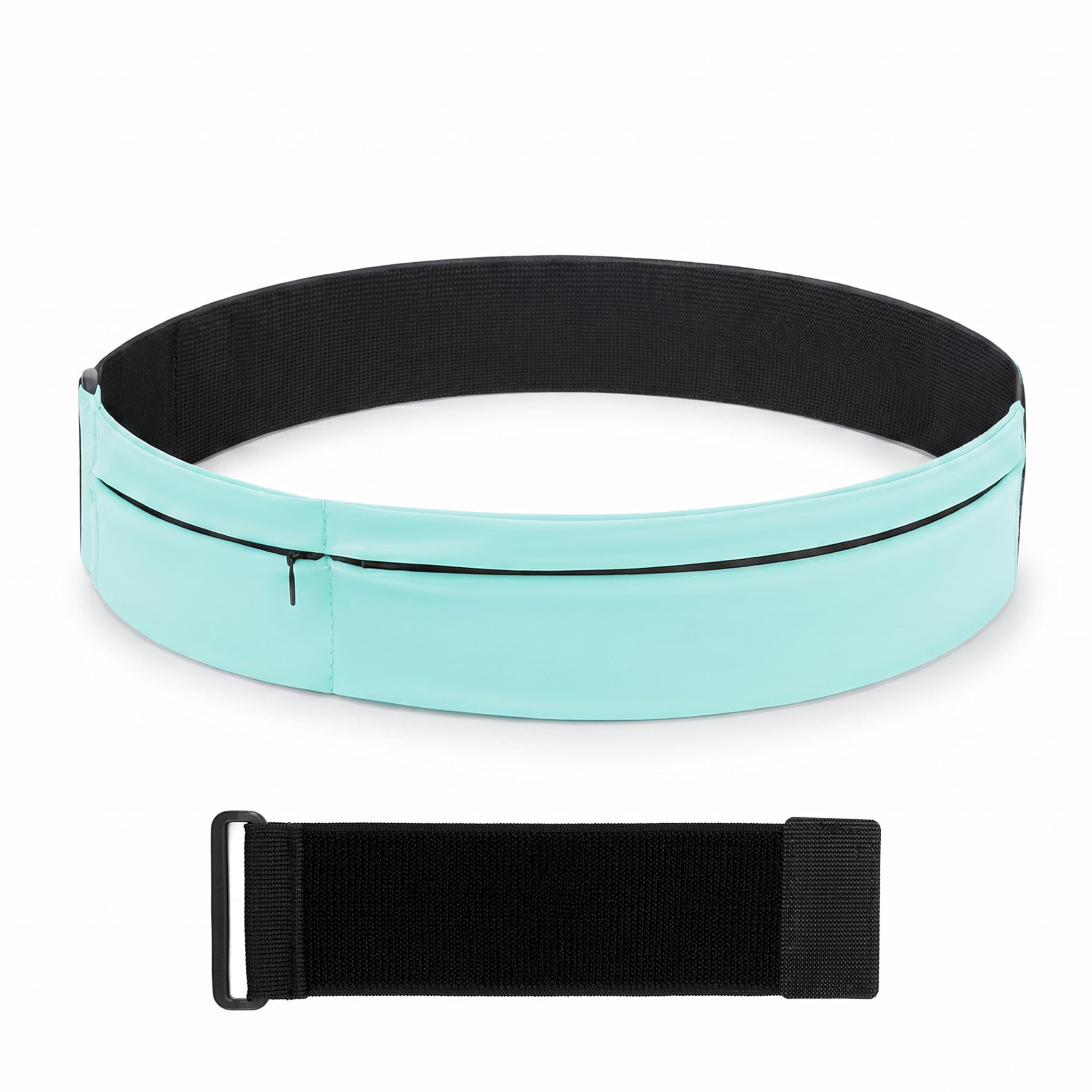 Wide Running Belt For Runners & Travelers - Adjustable Magic Tape with Extender Strap, Fits Most Sizes Without Bouncing, Holds Phone & Essentials for Workout (Blue)