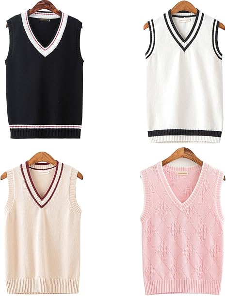 Amazon Co Jp Shalypoly シャリポリ Vネック ニットベスト スクールベスト 無地 制服 ブレザー スクール ニット ベスト レディース チョッキ 綿 無袖 セーター 学生服 ニットセーター コスプレ 衣装 コスチューム ホビー