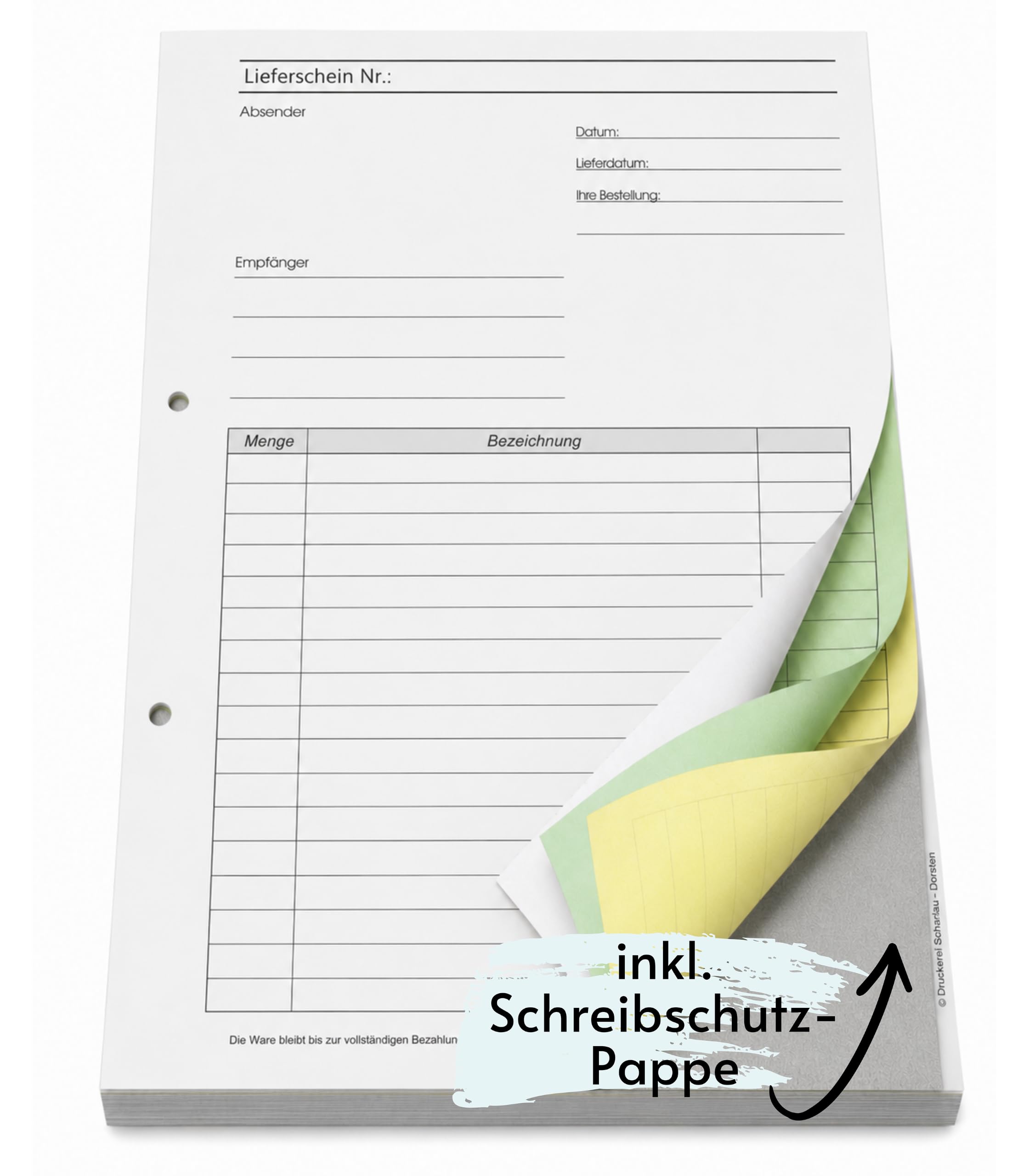 5x Lieferscheinblock DIN A4 3-fach SD 3x30 Blatt gelocht