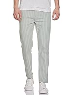 The Indian Garage Co Men’s Slim Fit Mid Rise Vertical Striped Mid-Rise Chinos