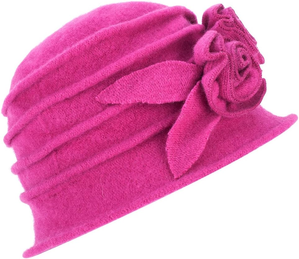 1920s Gatsby Womens Flower Wool Warm Beanie Bow Hat Cap Crushable A287