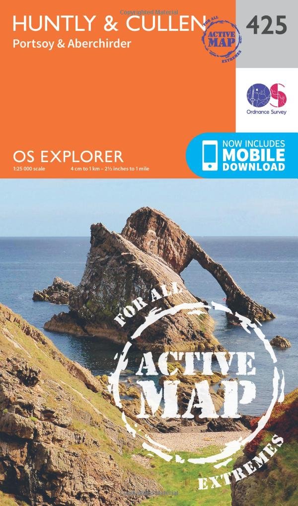 Huntly & Cullen Map | Weatherproof | Portsoy & Aberchirder | Ordnance Survey | OS Explorer Active Map 425 | Scotland | Walks | Hiking | Maps | Adventure