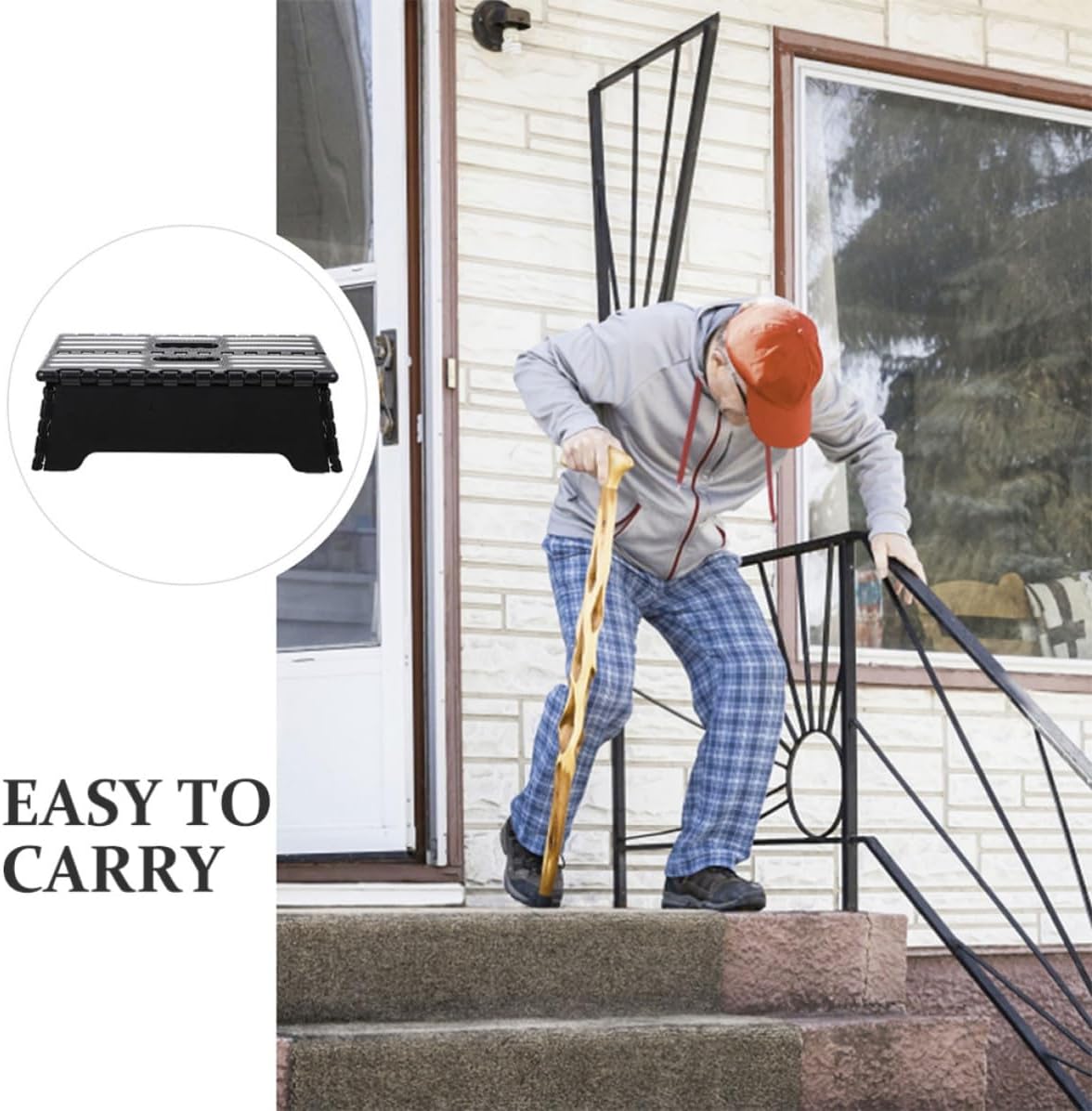 Portable Folding Step Stool for Elderly with Anti-Slip Surface Lightweight Pp Material Compact Design for Everyday Use and Travel Support