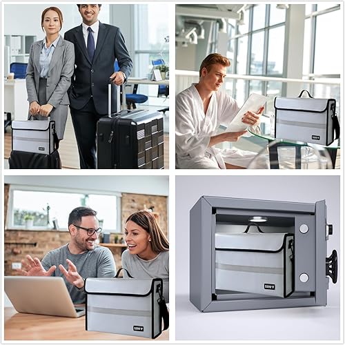 Miniatura 6 de Organizador de documentos ignífugo, caja de documentos impermeable e ignífuga para el hogar, la oficina y los viajes (blanco-01)