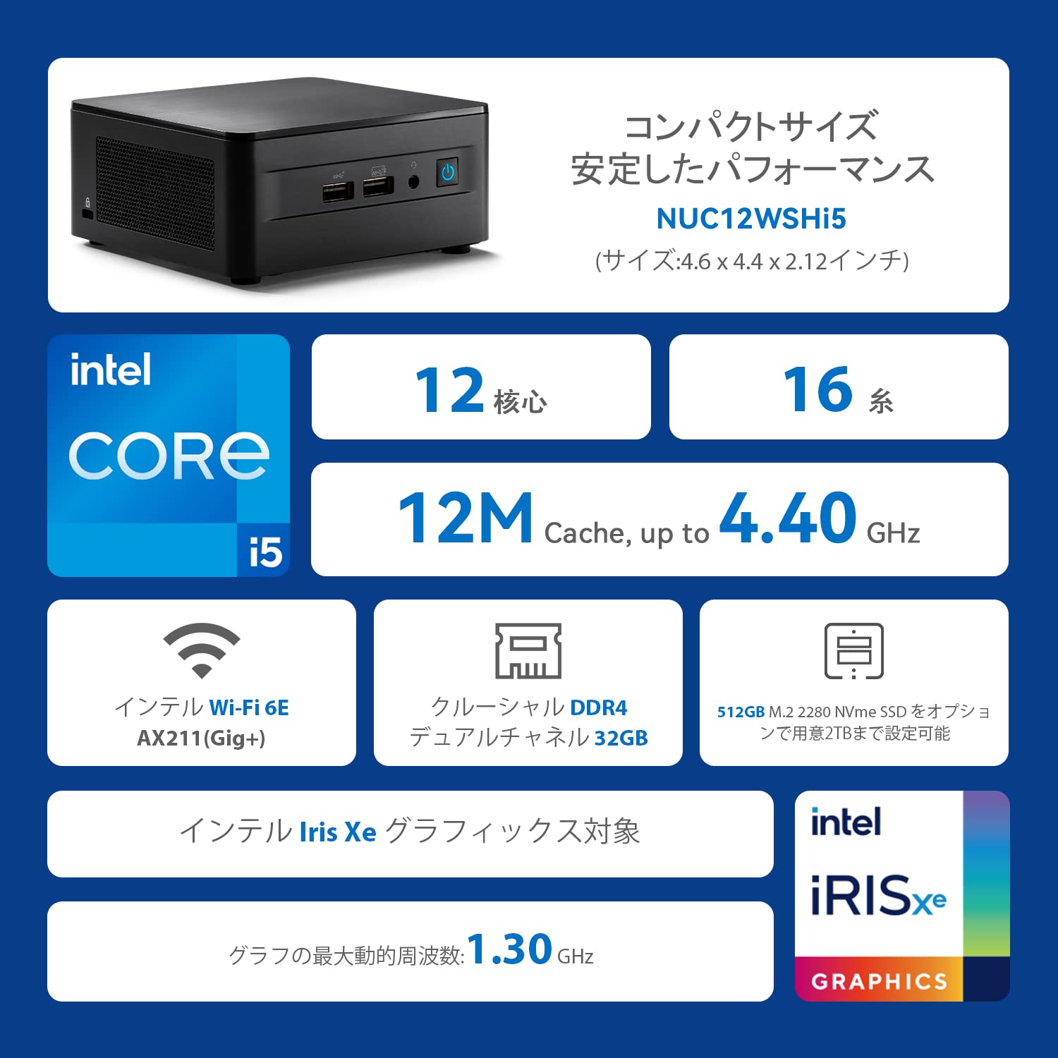 Amazon.co.jp: インテル NUC ミニPC W 11, インテル 12 世代 Core i5 