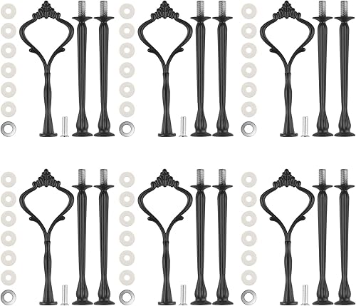 Miniatura 7 de Juego de 6 bandejas grandes con niveles para soporte de pastel, molde, corona, actualización de 3 niveles, soporte para tartas, accesorios para