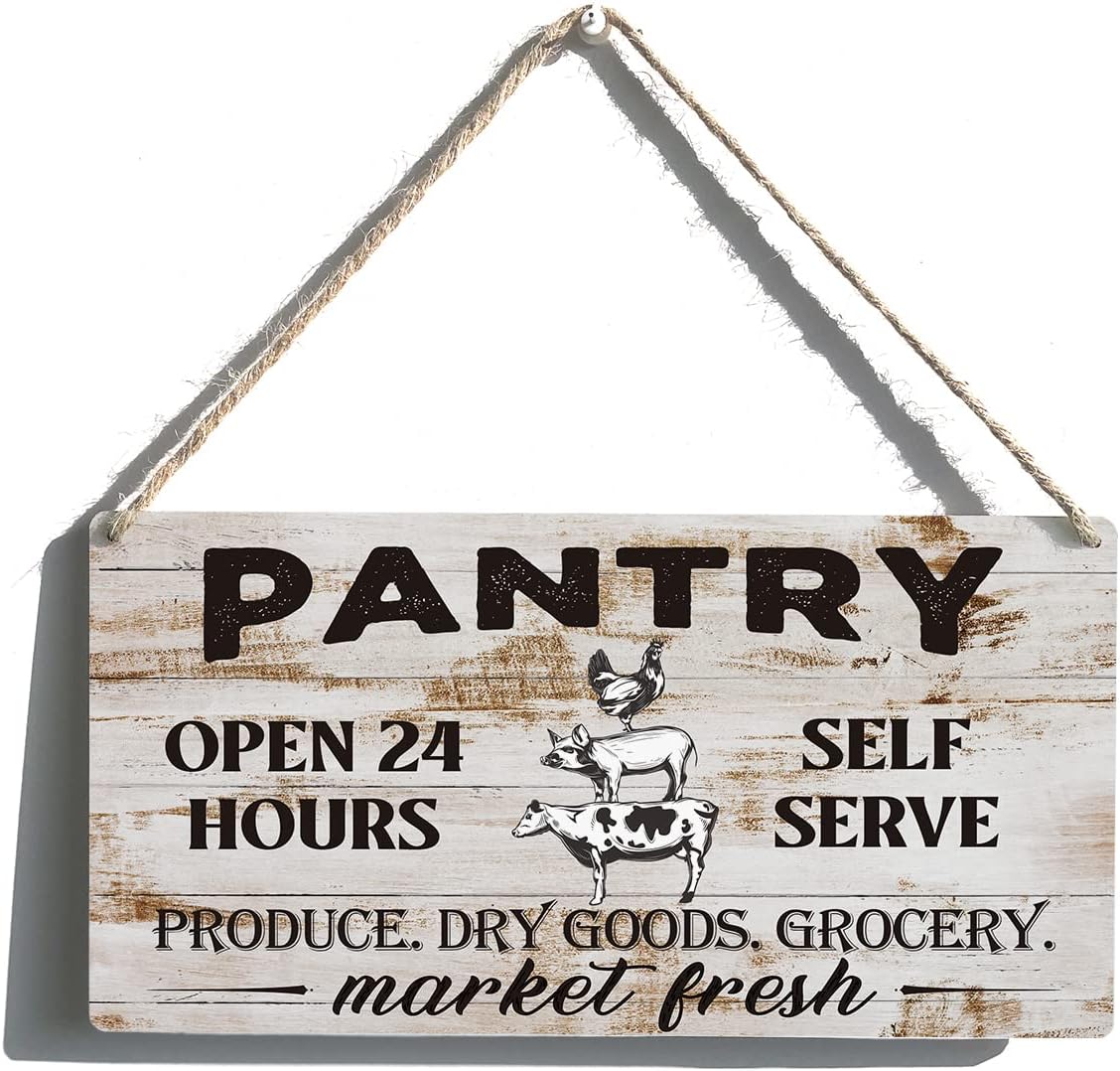 Funny Signs Gift Farmhouse Pantry Open 24 Hours Wooden