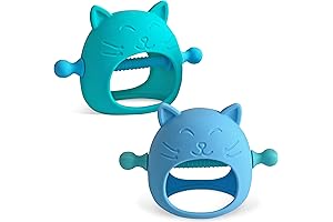 Moonjax Teethers for Babies, 3-6 Months, No Drop Teething Mitten for Teething Pain Relief
