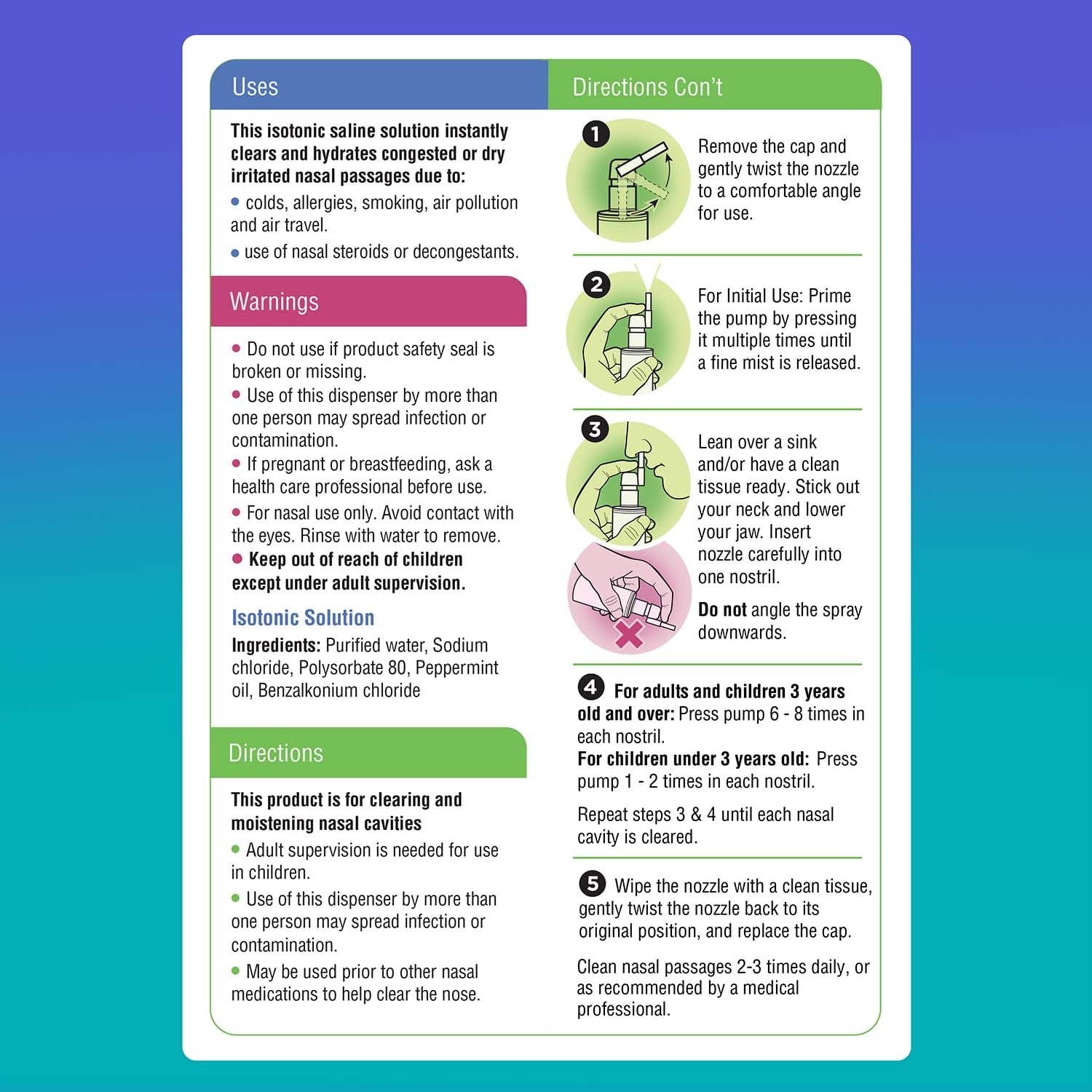 Cleanote Saline Nasal Spray with Natural Mint. Daily Use/Congestion, 100 mL — Amazon image 9