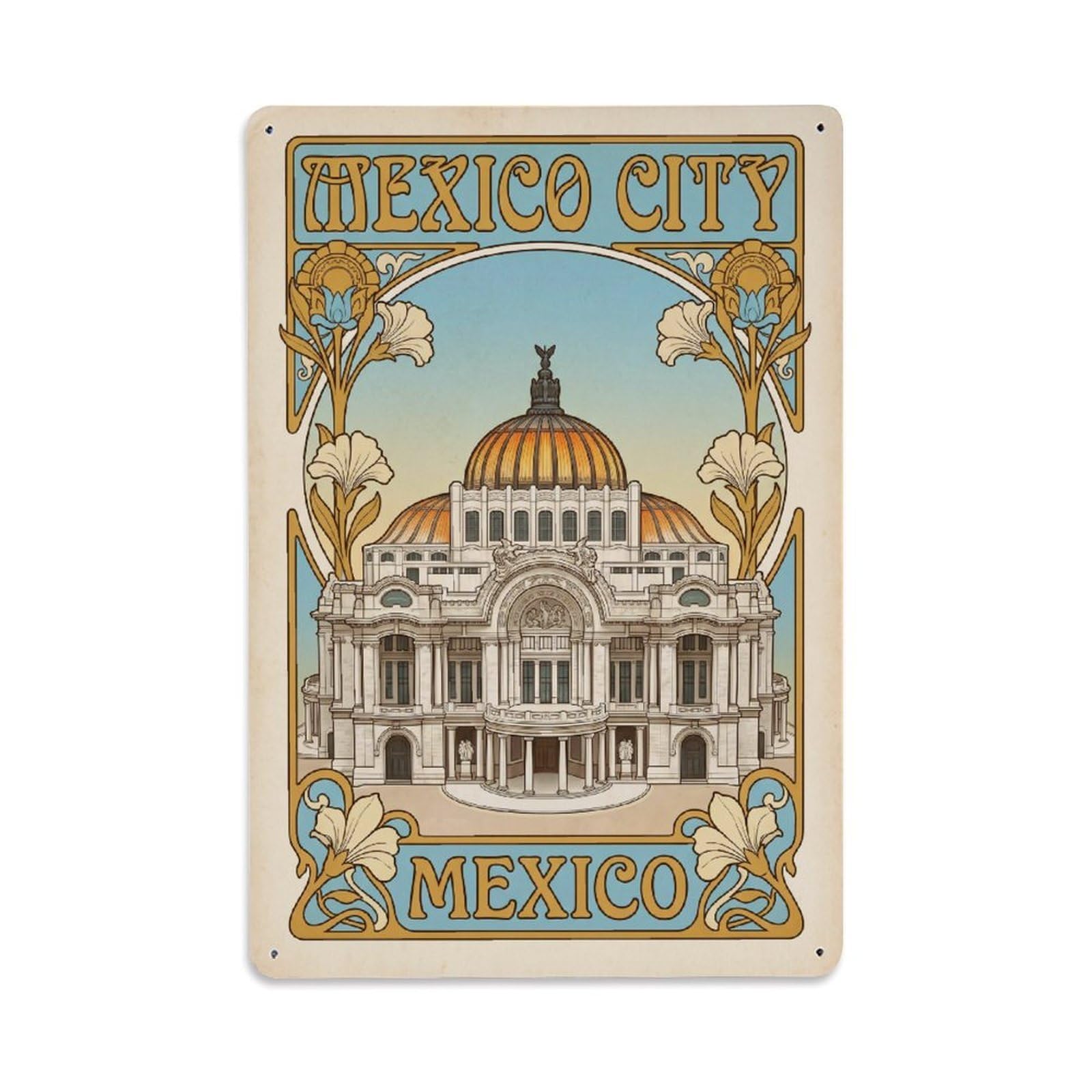 Xanthor Style Vintage Travel Mexico City Metal Tin Sign