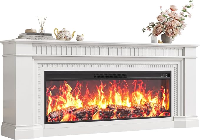 PRAISUN 70'' Fireplace TV Stand with 48'' Electric Fireplace