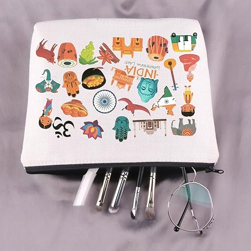 Miniatura 7 de UJIMS Bolsa de maquillaje de viaje de la India recuerdo India regalo temática India amante regalo India vacaciones bolsa de cosméticos,