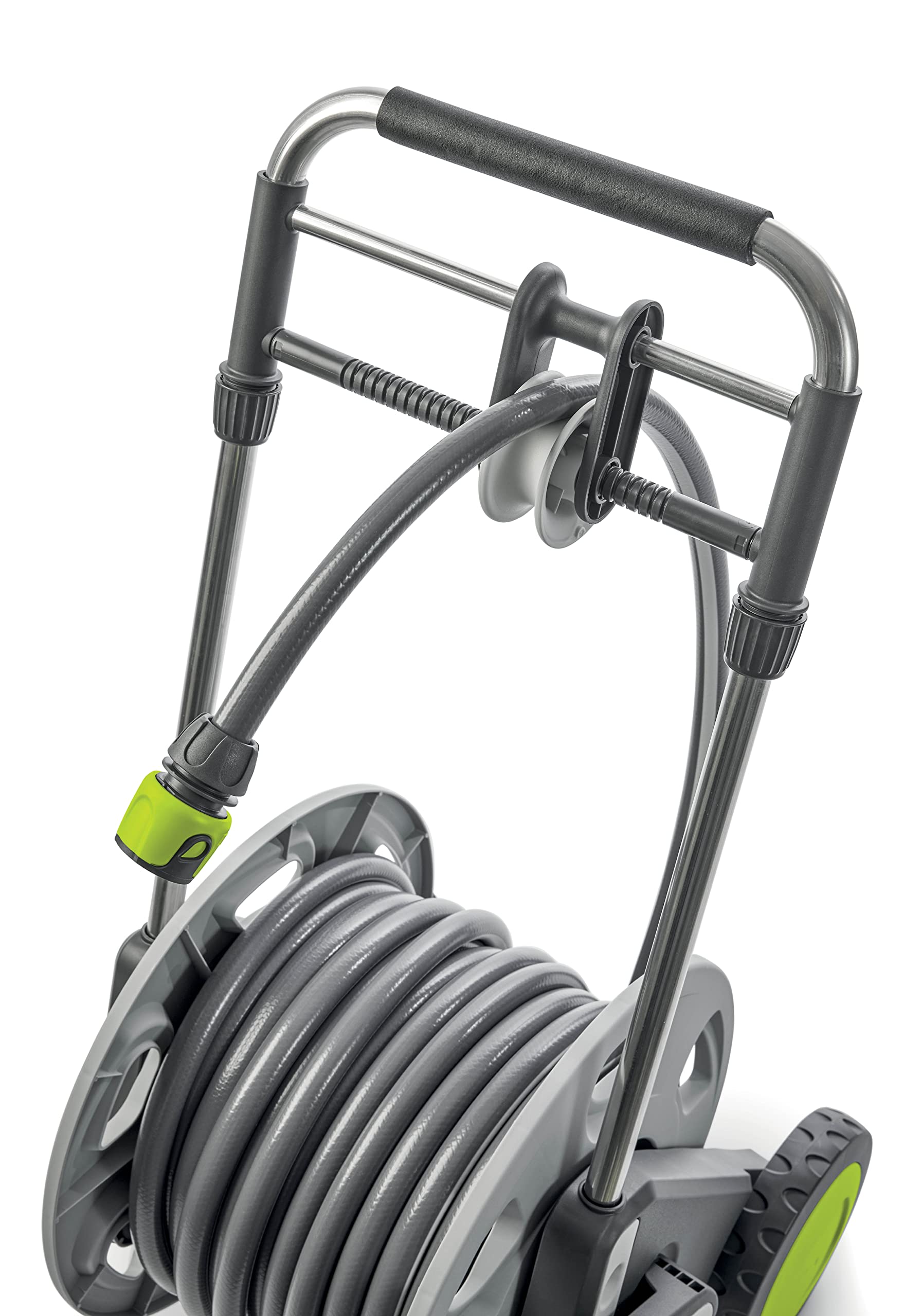 G.F. SRL, CONCEPT EASY GUIDE, carrello avvolgitubo in plastica e metallo, con SISTEMA GUIDA-TUBO, 30 m di tubo per l'irrigazione Ø 5/8", pistola multigetto e raccordi. Prodotto in Italia.