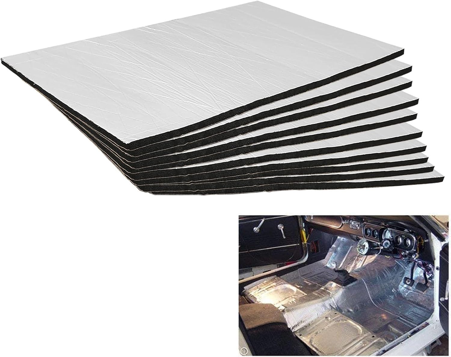 Woniyal 10 Pcs Car Sound Deadening Mat for Fiat Topolino, Automotive Thermal Insulation Pad and 5mm Self-adhesive Soundproof Foil Vehicle Floor Noise Deadener