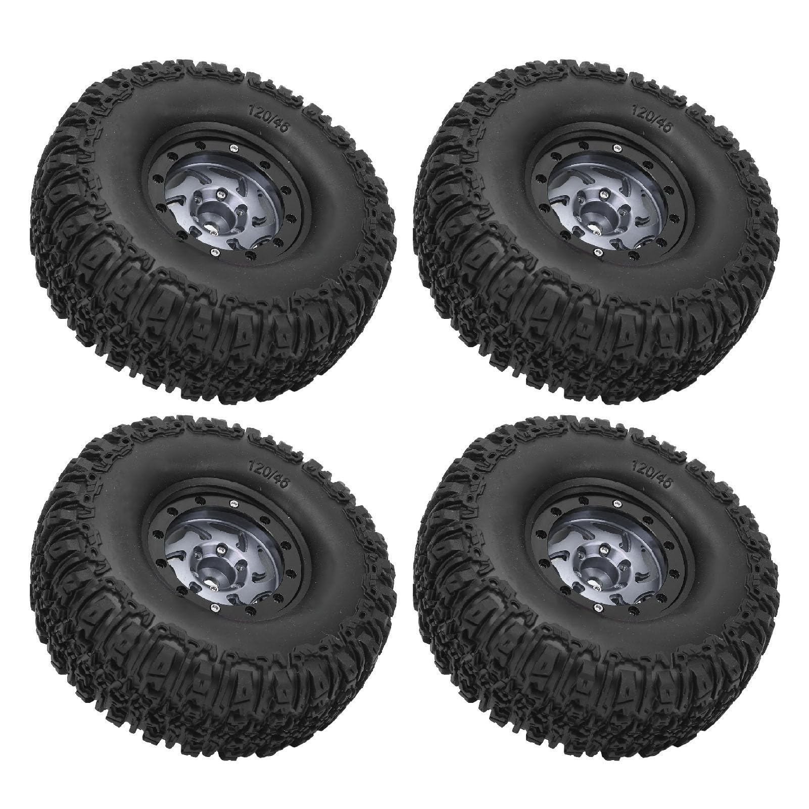 Gąsienica RC Stylowy Zestaw Piast kół ze Stopu Aluminium do Samochodu RC 4 szt. Zestaw Opon 120x46mm dla Entuzjastów (Kolor Ti)
