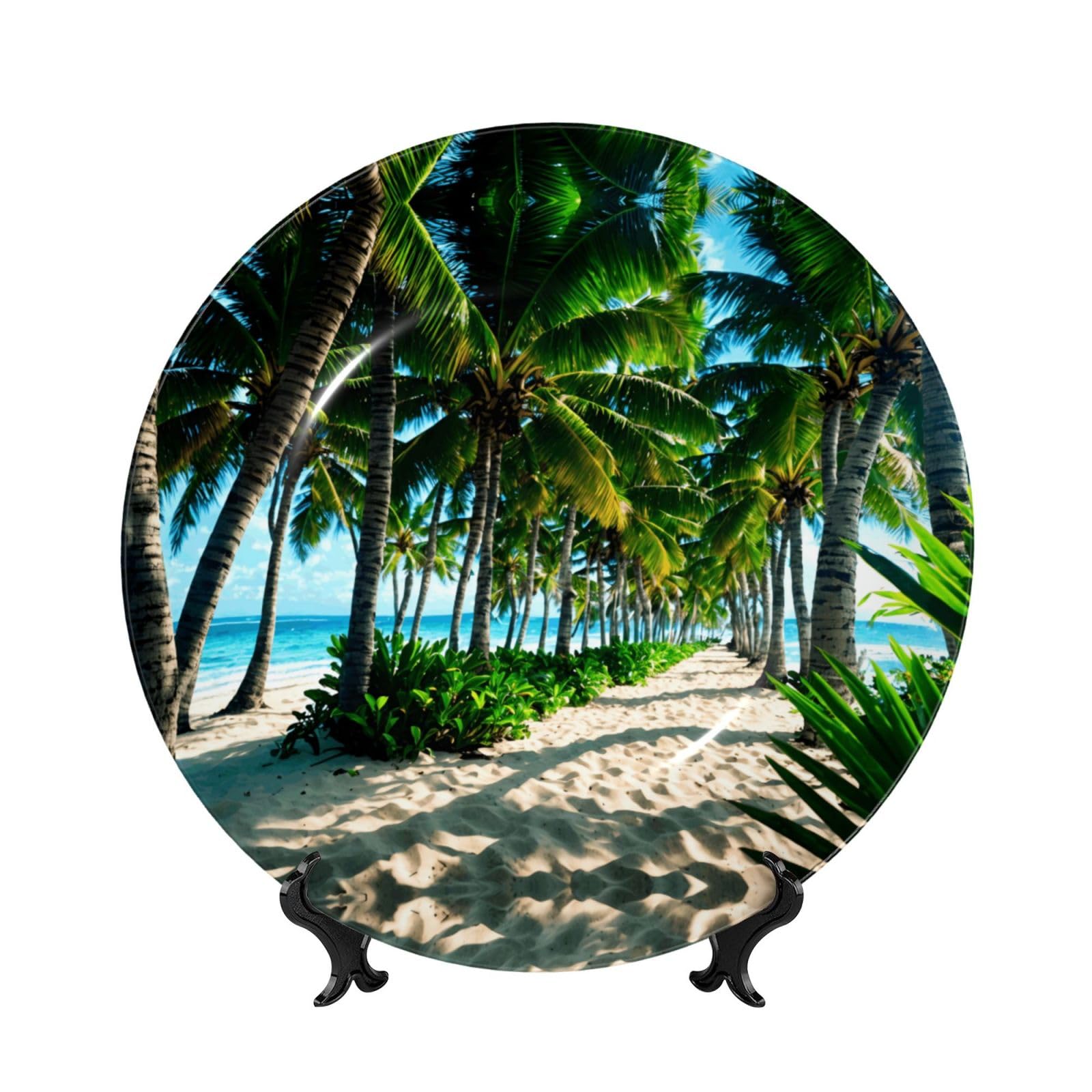 Platos decorativos de palmera para decorar salones modernos y mesas auxiliares de despacho