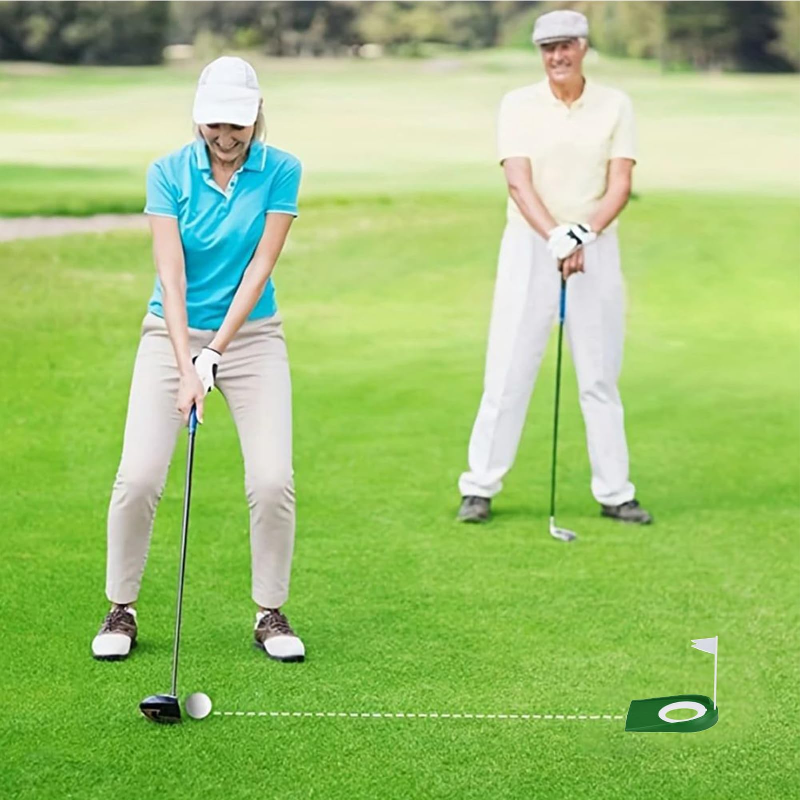 2 copas de putt de golf - 6,81 x 5,24 pulgadas herramienta para putter perr campo práctica, agujero perr putt de golf con bandera | Gulf Puttings Skills Training Aid con bandera verde interior y