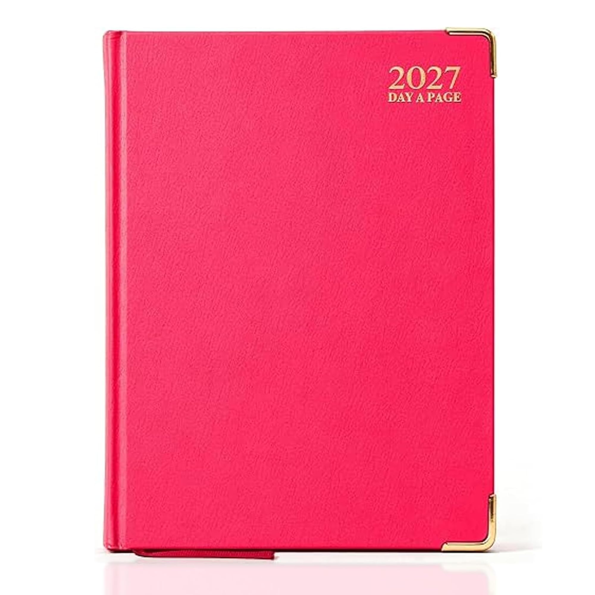 A4 2027 Day a Page Pink Diary Gilt Edges Hardback