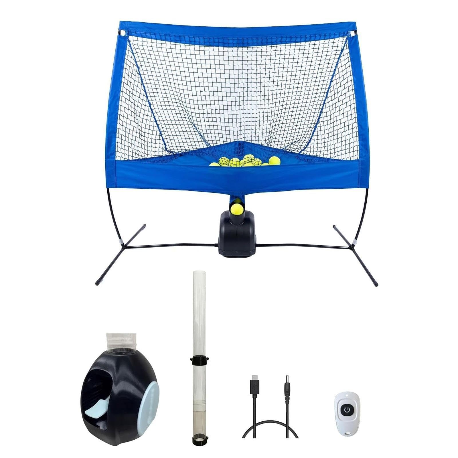 Lanciatore palline tennis elettrico e rete ricarica,contiene 18 palline