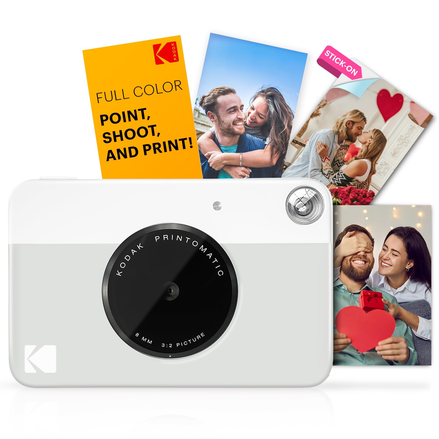 Kodak PRINTOMATIC Digital Instant Print Camera (Grey), Full Color Prints On Zink 2x3 Sticky-Backed Photo Paper - Print Memories Instantly