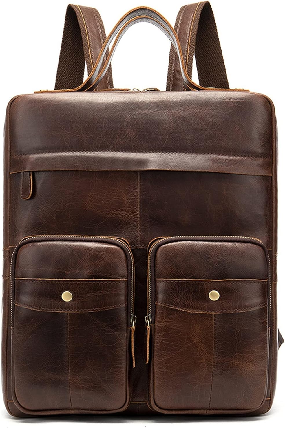 Zaino Per PC Portatile da Uomo Borsa Universitaria Zaino da viaggio da uomo da uomo grande capacità da 14 pollici zaino per laptop vintage in vera pelle vintay in vera pelle zaino daypack Antifurto Bu