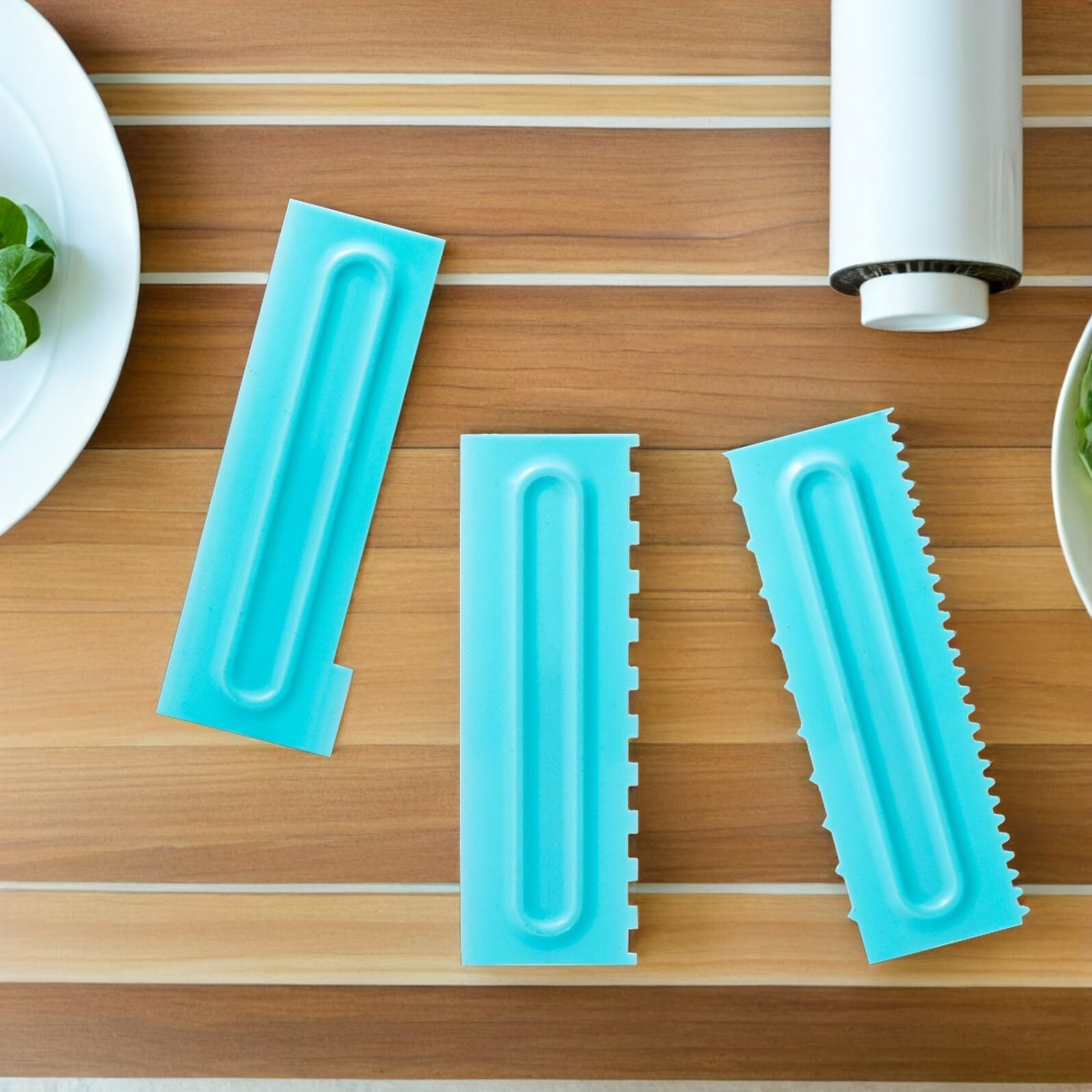 9 Piezas Raspadores para Alisar Pasteles PP Ergonómico Herramienta Ligera y Duradera para Decorar Postres con para Repostería y Glaseado Preciso