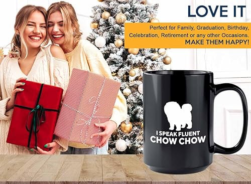 Miniatura 7 de Chow Chow Lover Taza de café de 15 oz negro  Speak Chow Chow  Amantes de los perros Pet Mom New Puppy Snarky Puppy Pup Dueño Perro Mama