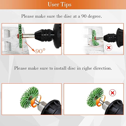 Miniatura 4 de GOXAWEE - Disco radial de cerdas, kit de cepillo abrasivo de detalle de 66 piezas (1 pulgada) (mandril de vástago de 1/8 pulgadas) para herramienta