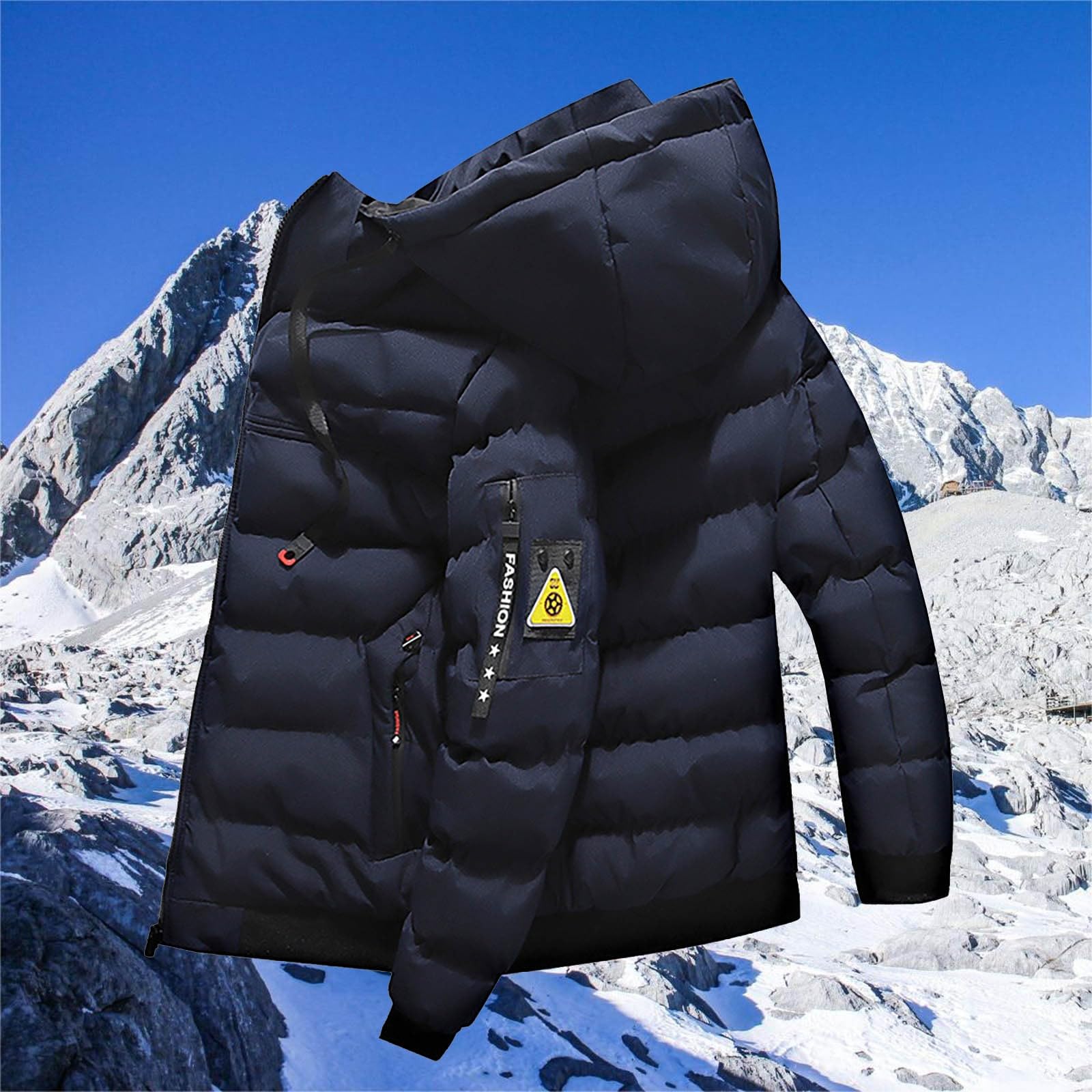 Generisch Piumino da uomo con cappuccio, caldo, invernale, antivento, trapuntato, con cappuccio, casual, invernale, giacca funzionale