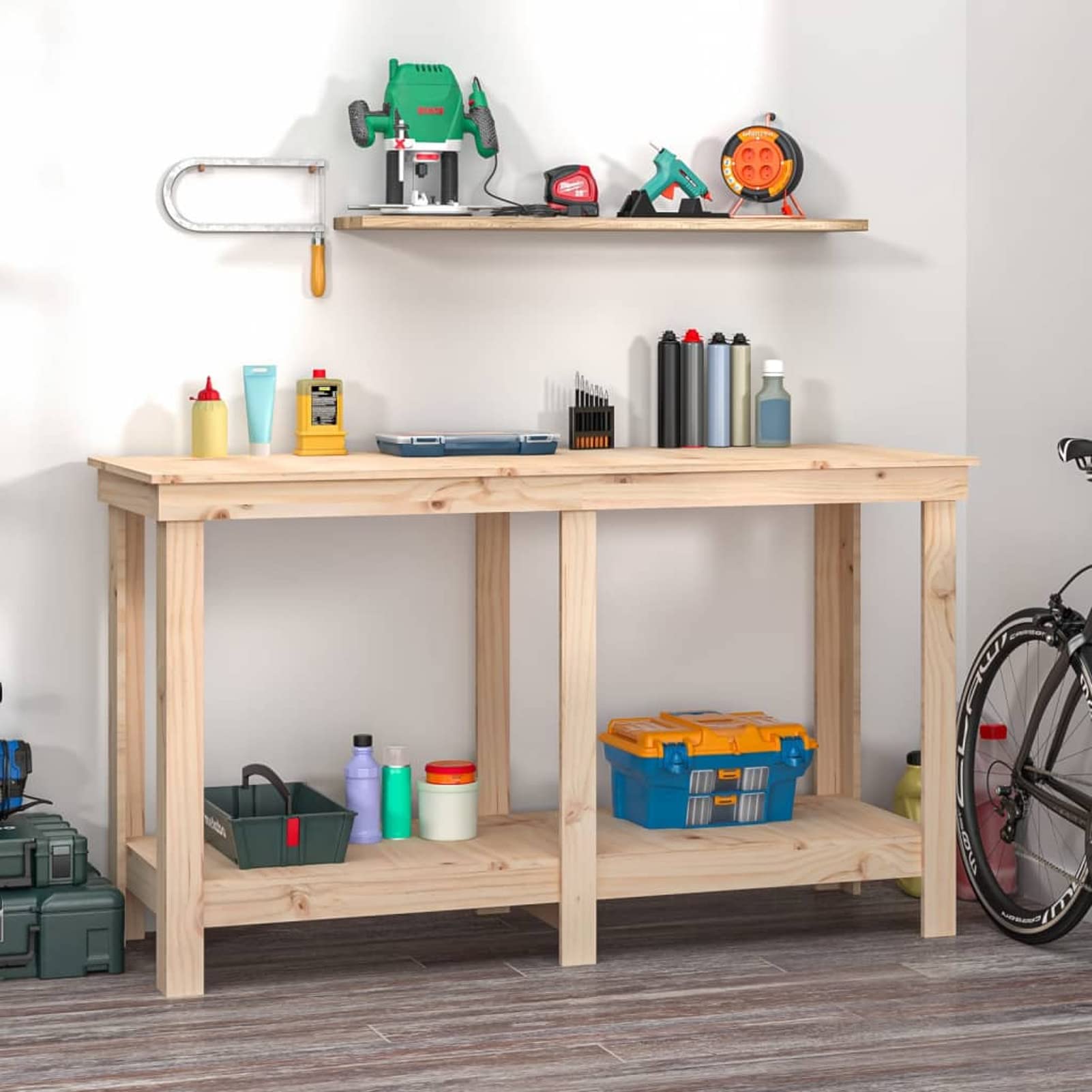 LAPOOH Banco de Trabajo, Mesa De Trabajo Taller, Caballete Mesa, Banco Herramientas, Bancada De Trabalho, Caballete para Mesa, de Madera Maciza de Pino 140x50x80 cm