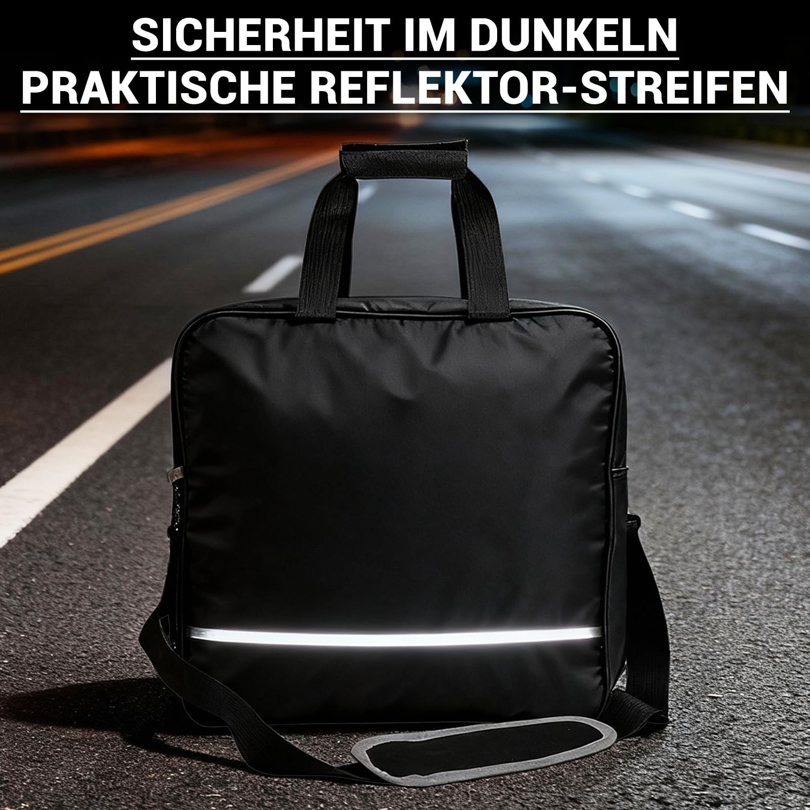 Sac de transport de ski imperméable avec sac à dos pour chaussures de ski, sac de ski robuste noir avec bandes réfléchissantes pour les vacances de ski et les sports d'hiver