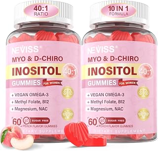 NEVISS Myo-Inositol & D-Chiro Inositol Gummies for Women w/Methylfolate D3 | 40:1 Ratio Inositol Supplement with Omega-3, Magnesium Glycinate, B12 for Hormone Balance, Female Wellness, Sugar Free,120Cts