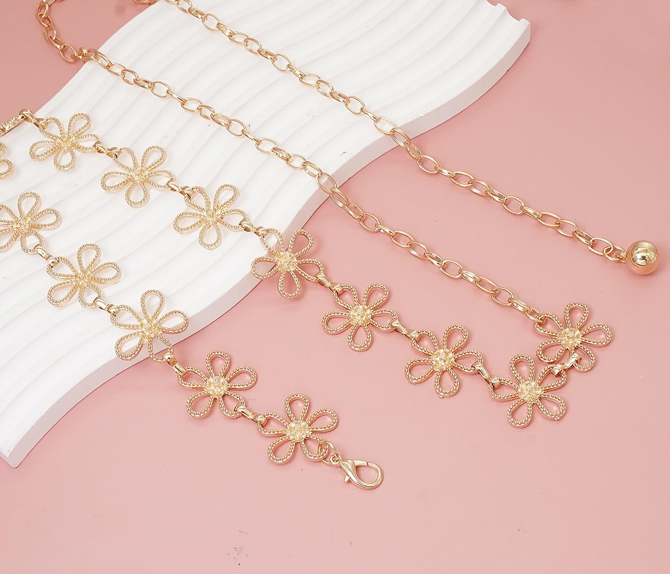 Women's Waist Chain Flower Metal Belt for Dresses Jeans - Image 6