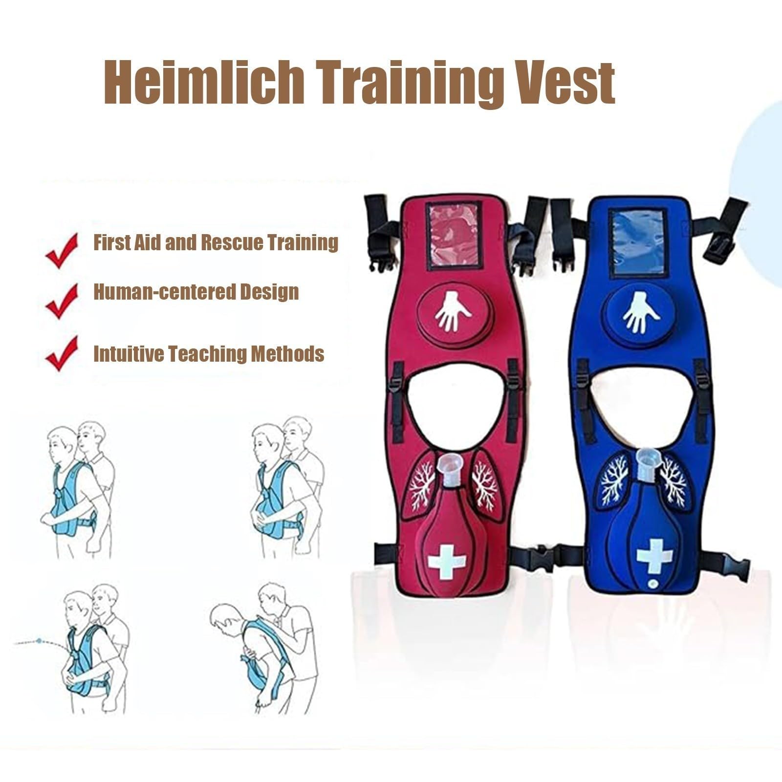 Gilet de formation anti-étouffement Heimlich, gilet de simulation d'obstruction des voies respiratoires pour démonstrations pédagogiques A